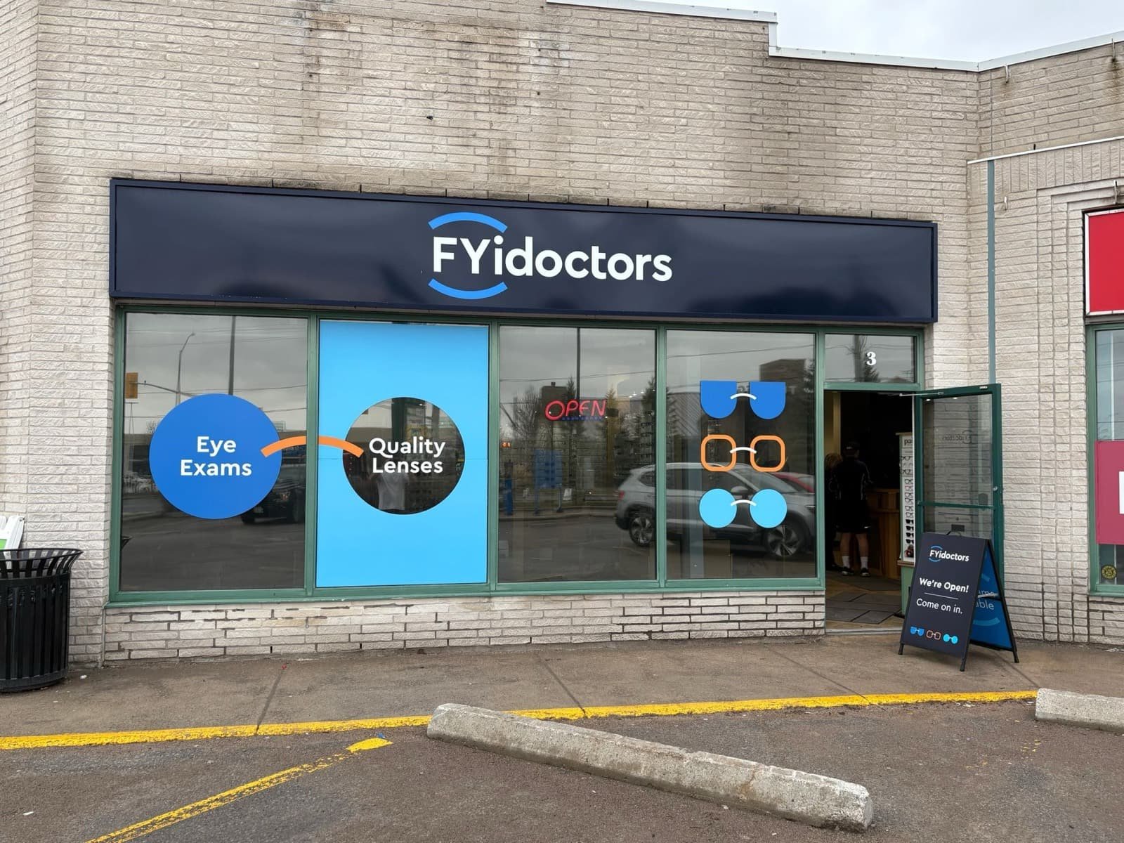 Optometry storefront with safety and security film